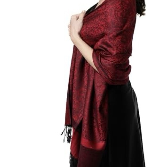 Pashmina Scarf in Red and Black Paisley - NWOT - Picture 6 of 6